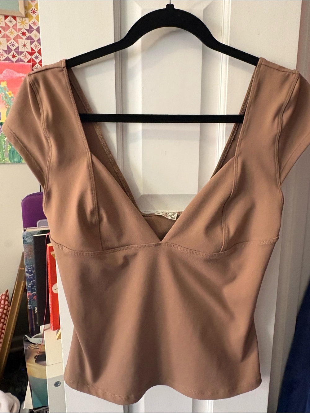 Free People Soft Taupe Top with V-Neckline